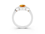 White gold Oval Cut Citrine Halo Ring with Tapered Band and Four-Prong Setting_3