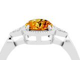 White gold Oval Cut Citrine Halo Ring with Tapered Band and Four-Prong Setting_4