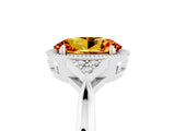 White gold Oval Cut Citrine Halo Ring with Tapered Band and Four-Prong Setting_5