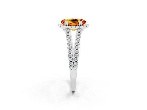 White gold Oval Cut Citrine Halo Split Shank Engagement Ring_26