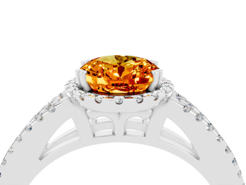 White gold Oval Cut Citrine Halo Split Shank Engagement Ring_28