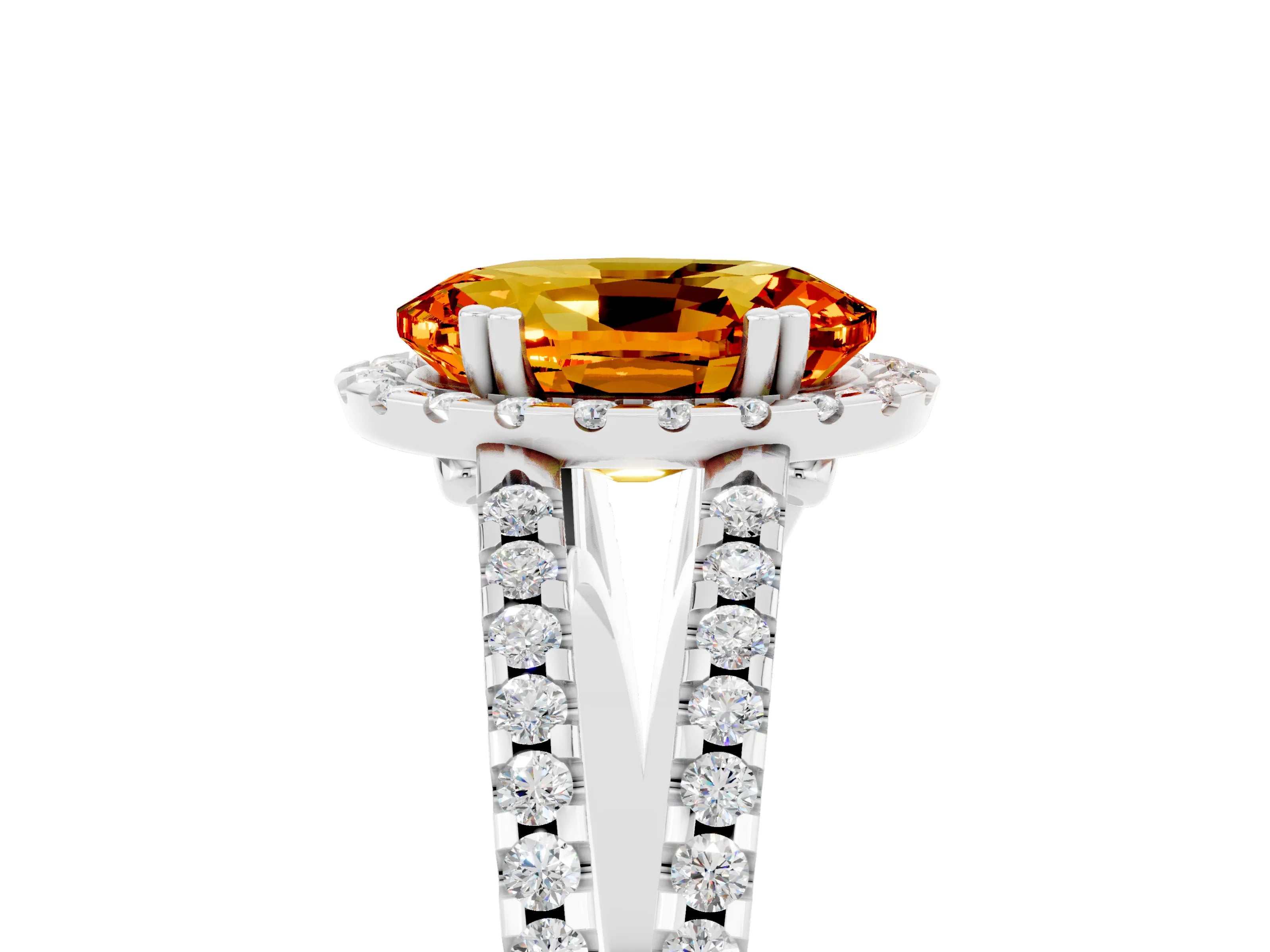 White gold Oval Cut Citrine Halo Split Shank Engagement Ring_29