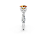 White gold Oval Cut Citrine  Halo Twist Band Solitaire Prong Setting Ring_26