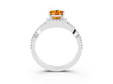White gold Oval Cut Citrine  Halo Twist Band Solitaire Prong Setting Ring_27