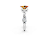 White gold Oval Cut Citrine Halo Twist Band Solitaire Prong Setting Ring_2