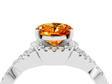White gold Oval Cut Citrine  Halo Twist Band Solitaire Prong Setting Ring_58