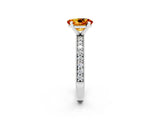 White gold Oval Cut Citrine Milgrain Pavé Engagement Ring with Four-Prong Setting_14