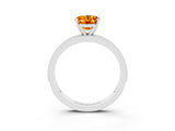 White gold Oval Cut Citrine Milgrain Pavé Engagement Ring with Four-Prong Setting_15