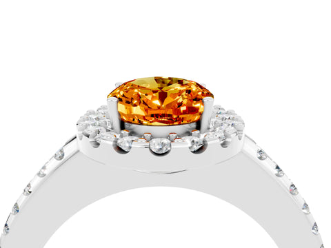 White gold Oval Cut Citrine Pavé Halo Ring with Four-Prong Setting_16
