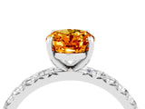White gold Oval Cut Citrine Pavé Solitaire Ring with Round Band and Prong Setting_16