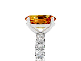 White gold Oval Cut Citrine Pavé Solitaire Ring with Round Band and Prong Setting_17