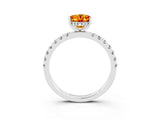 White gold Oval Cut Citrine Pave Band Solitaire Ring with Four-Prong Setting_27