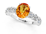 White gold Oval Cut Citrine Prong Setting with Side Stones on a Pave Band_1