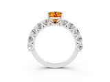 White gold Oval Cut Citrine Prong Setting with Side Stones on a Pave Band_3