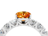 White gold Oval Cut Citrine Prong Setting with Side Stones on a Pave Band_4