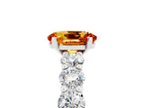 White gold Oval Cut Citrine Prong Setting with Side Stones on a Pave Band_5