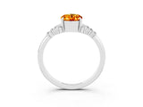 White gold Oval Cut Citrine Ring with Side Stones and Four-Prong Setting_75