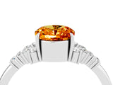 White gold Oval Cut Citrine Ring with Side Stones and Four-Prong Setting_76