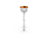 White gold Oval Cut Citrine Ring with Side Stones and Four-Prong Setting_86