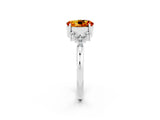 White gold Oval Cut Citrine Ring with Side Stones and Four-Prong Setting_98