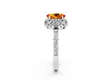 White gold Oval Cut Citrine Scalloped Halo Engagement Ring with Round Shared Prong Band_14