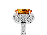 White gold Oval Cut Citrine Scalloped Halo Engagement Ring with Round Shared Prong Band_17