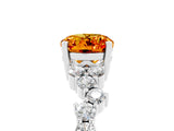 White gold Oval Cut Citrine Scattered Round Accent Ring with Prong Setting_29