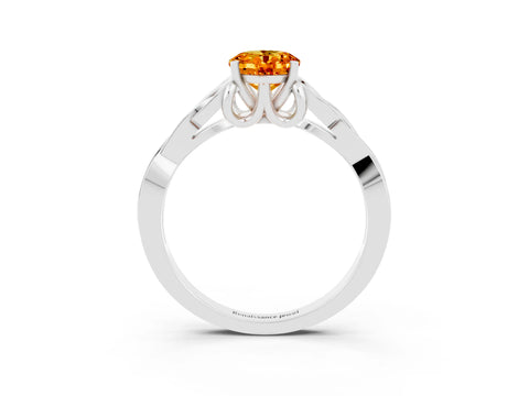 White gold Oval Cut Citrine Solitaire Celtic Knot Ring with Four-Prong Setting_15