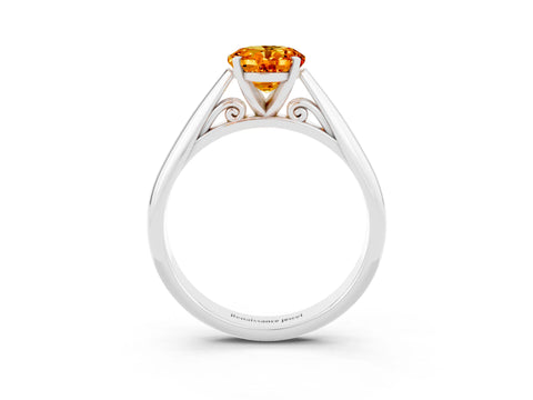 White gold Oval Cut Citrine Solitaire Engagement Ring with Cathedral Setting and Four-Prong Mount_27