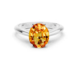 White gold Oval Cut Citrine Solitaire Engagement Ring with Cathedral Setting and Four-Prong Mount_30