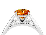 White gold Oval Cut Citrine Solitaire Engagement Ring with Cathedral Setting and Four-Prong Mount_34