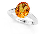 White gold Oval Cut Citrine Solitaire Engagement Ring with Cathedral Setting and Four-Prong Mount_85