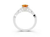 White gold Oval Cut Citrine Solitaire Engagement Ring with Celtic Knot Band and Four-Prong Setting_3