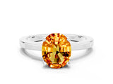 White gold Oval Cut Citrine Solitaire Engagement Ring with Classic Band and Four-Prong Setting_24