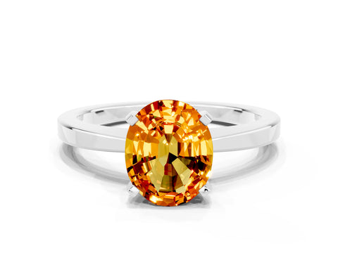 White gold Oval Cut Citrine Solitaire Engagement Ring with Classic Band and Four-Prong Setting_24