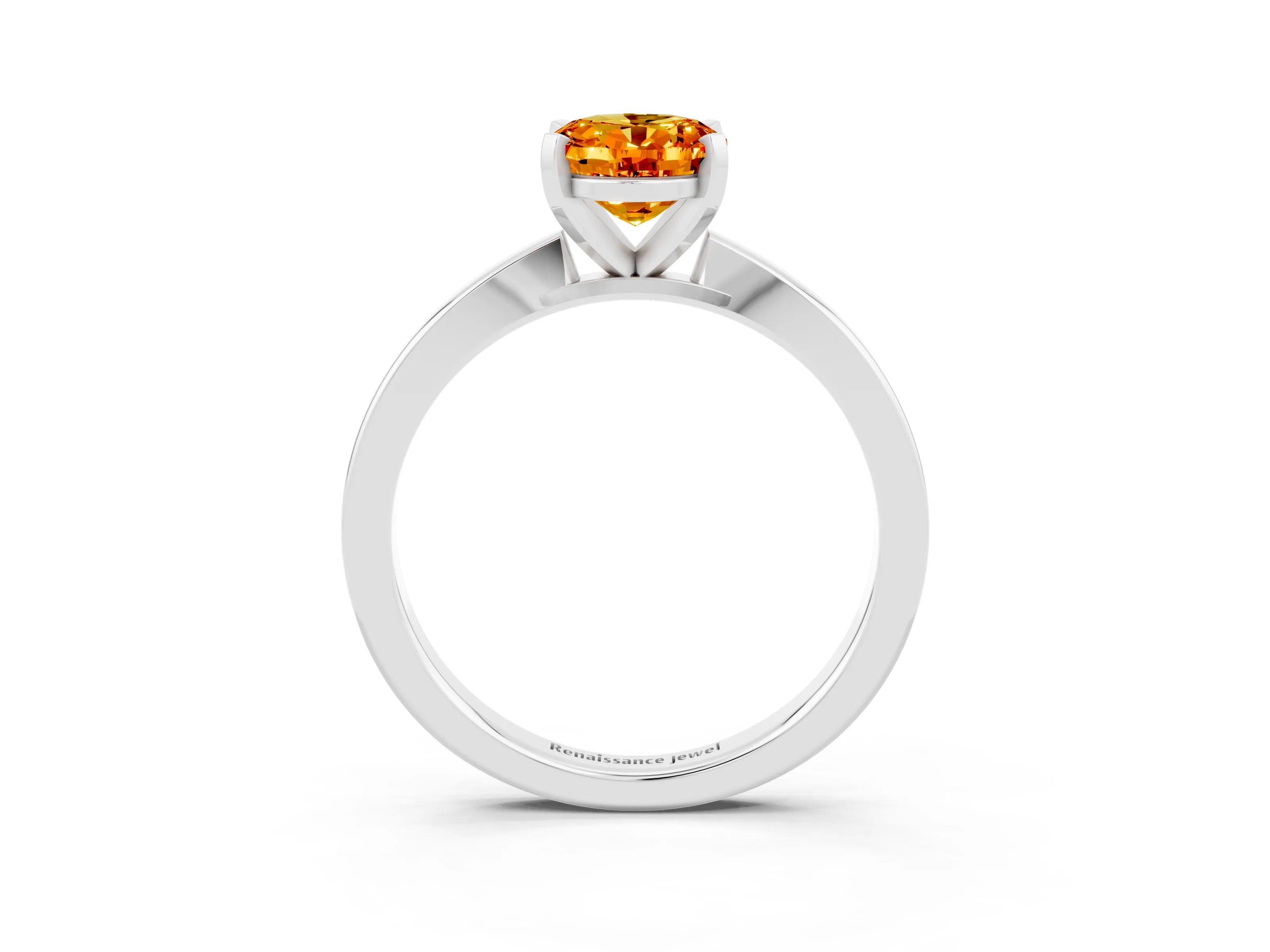 White gold Oval Cut Citrine Solitaire Engagement Ring with Classic Band and Four-Prong Setting_27