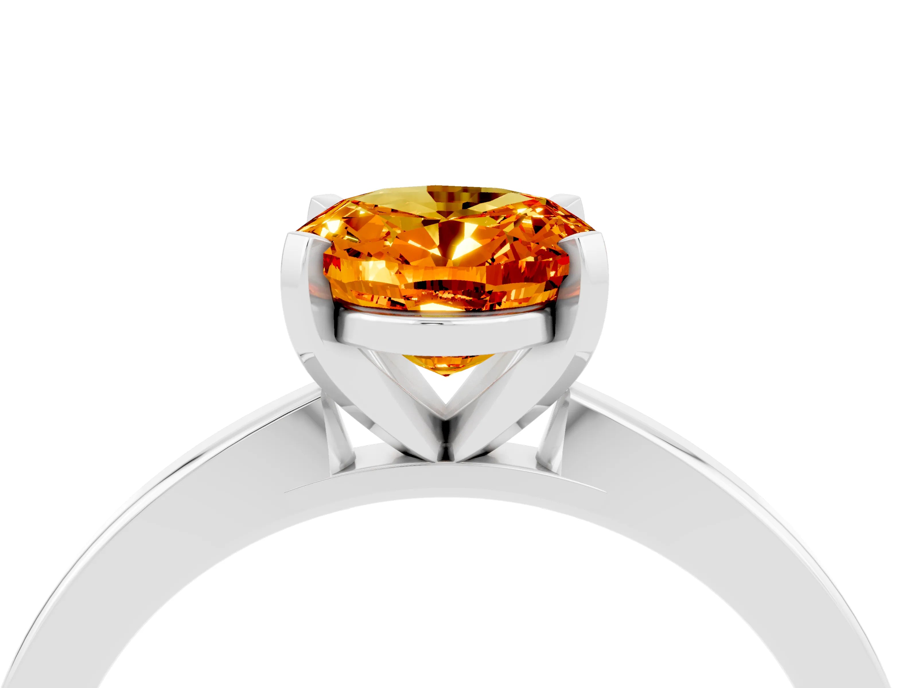 White gold Oval Cut Citrine Solitaire Engagement Ring with Classic Band and Four-Prong Setting_28