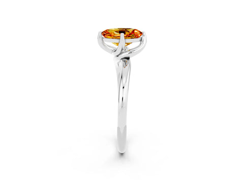 White gold Oval Cut Citrine Solitaire Engagement Ring with Four-Prong Setting and Classic Band_14