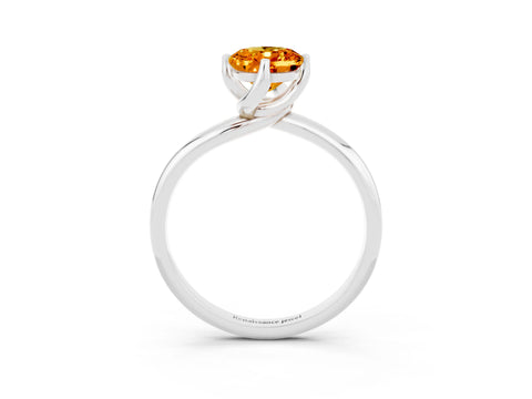 White gold Oval Cut Citrine Solitaire Engagement Ring with Four-Prong Setting and Classic Band_15