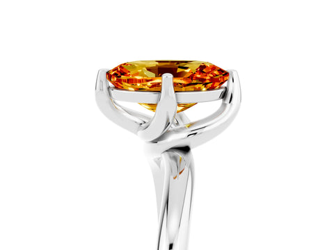 White gold Oval Cut Citrine Solitaire Engagement Ring with Four-Prong Setting and Classic Band_17