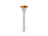 White gold Oval Cut Citrine Solitaire Engagement Ring with Pavé Band and Four-Prong Setting_2