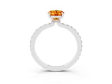 White gold Oval Cut Citrine Solitaire Engagement Ring with Pavé Band and Four-Prong Setting_3