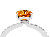 White gold Oval Cut Citrine Solitaire Engagement Ring with Pavé Band and Four-Prong Setting_4