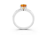 White gold Oval Cut Citrine Solitaire Engagement Ring with Round Band and Four-Prong Setting_3