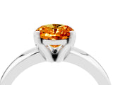 White gold Oval Cut Citrine Solitaire Engagement Ring with Round Band and Four-Prong Setting_4