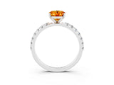 White gold Oval Cut Citrine Solitaire Pavé Band with Four-Prong Setting_3