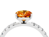 White gold Oval Cut Citrine Solitaire Pavé Band with Four-Prong Setting_4