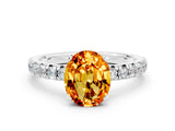 White gold Oval Cut Citrine Solitaire Pavé Engagement Ring with Round Band and Prong Setting_42
