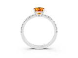 White gold Oval Cut Citrine Solitaire Pavé Engagement Ring with Round Band and Prong Setting_45