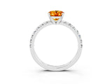 White gold Oval Cut Citrine Solitaire Pavé Engagement Ring with Round Band and Prong Setting_76